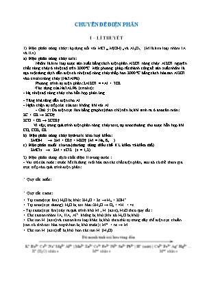 Lý thuyết và câu hỏi trắc nghiệm Hóa học 12 - Điện phân  (Có đáp án và lời giải)